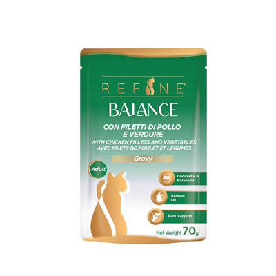 cibo umido per gatto refine balance con pollo e verdure